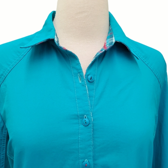 Kuhl Wunderer Button Down Shirt Turquoise Longsleeve Vented Hiking Outdoor Sz S - Picture 4 of 17